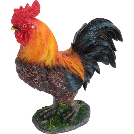 statue jardin exterieur-Figurine de Coq Résine - Ornement de Jardin pour Collection Animaux de Ferme (Décoration Extérieure pour Patio, Cour, Pelouse) - 1 Figurine (1/5)
