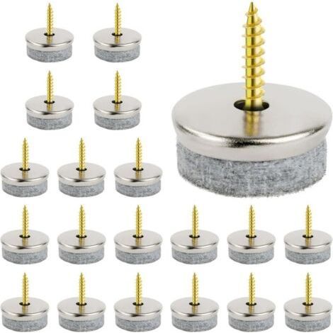20 deslizadores de fieltro para muebles, deslizadores redondos de 24 mm para sillas, fáciles de instalar, para proteger los suelos de las patas de las mesas. (1/4)