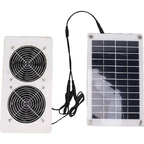 Decdeal Kit double ventilateur à énergie solaire 10W 18V, échappement Portable étanche pour poulaillers, serres, maisons pour animaux de compagnie