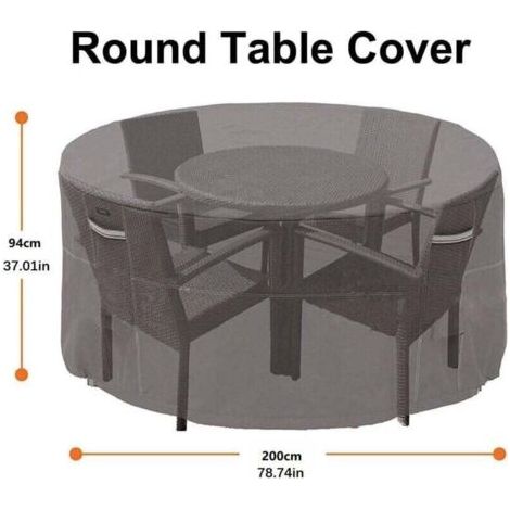 Housse pour Table de Jardin 200 x 94cm, Housse de Protection Bâche Imperméable pour Meubles Jardin et Hivernage Mobilier Salon de Jardin (200 x 94cm, Ronde)-- (1/3)