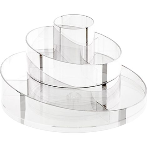 Organisateur de maquillage rotatif à 360° pour cosmétiques, parfums et bijoux, rangement de maquillage rotatif pour coiffeuse de chambre, cristal (1/5)