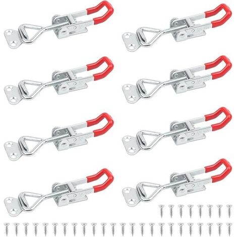 8Pcs Loquet à Bascule Métal GH-4001 Loquet de Serrage Fermeture Capot Fermeture a Levier Capacité de Rétention 100kg 220lbs Menuisier Sauterelles Bascule Pince Réglable pour Armoire Port (1/4)