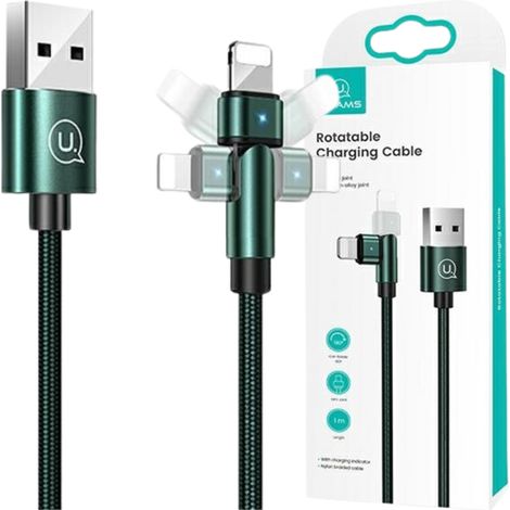 Usams Geflochtenes Drehkabel U60 2A Lightning grün/grün 1m SJ476USB02 (US-SJ476) (1/5)