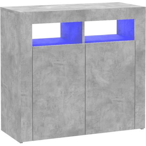 Credenza buffet cassettiera mobile contenitore organizer cucina soggiorno soggiorno con luci a LED 80 x 35 x 75 cm grigio 020030006