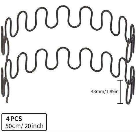 NALOOKAMIC Ressorts de rechange pour canapé 4 pièces 50,8 cm avec 8 clips en S, 4,0 fils de diamètre Kit de réparation de ressorts de canapé pour siège de décoration intérieure de meubles (1/3)