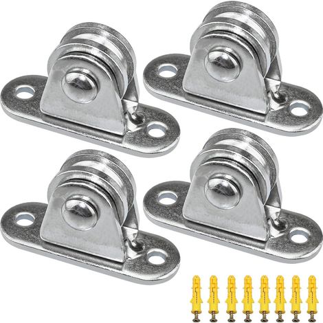 4 pièces - Poulie - Petit palan - Poulie - Poulie silencieuse - Palan simple - Palan en acier inoxydable 304 - Roulement duplex amovible - Poulies fixes robustes - Kits de manutention et de déménageme (1/5)