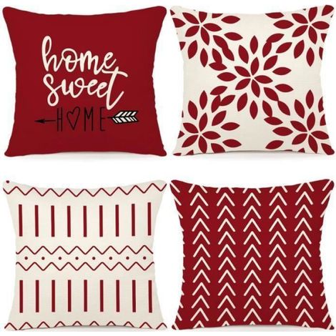 Lot de 4 housses de coussin décoratives,rouge,45 x 45 cm (1/5)