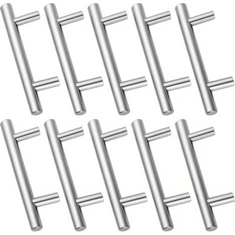 Lot de 10 Poignee de Meuble Cuisine,Poignee Meuble Poignee Porte Cuisine Acier Inoxydable Poignée Tiroir Entraxe 64mm Poignée Placard Cuisine,Surface Brossée