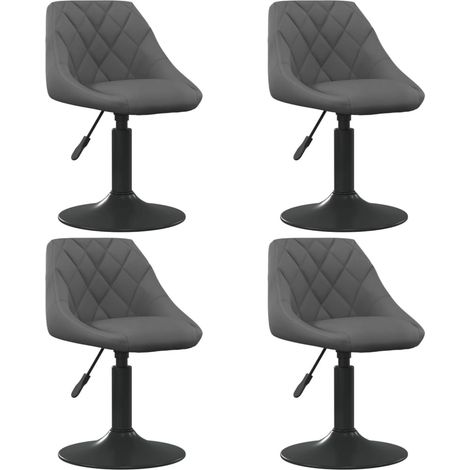 Juego de 4 sillas de comedor asiento giratorio regulable en altura en terciopelo gris oscuro y acero negro DEC025363 (1/5)