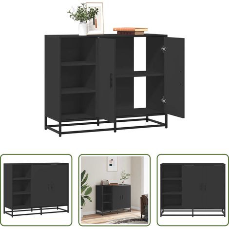 Holzwerkstoff - Sideboard Schwarz 92x35x76 cm Holzwerkstoff (1/5)