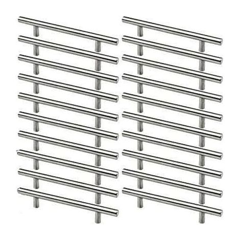 20pcs Stainless Steel Cabinet Handles Kitchen Cabinet Pulls 128mm Hole Pitch Brushed Steel T Shape MUMU (1/4)
