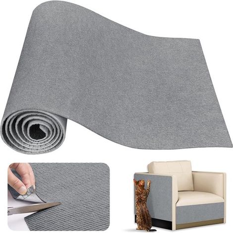 Alfombrilla protectora autoadhesiva contra arañazos，alfombrilla rascadora de 200x40 cm para gatos，200x40 cm，gris (1/5)