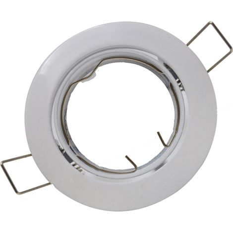 Pack de 10 - Support Spot Encastrable GU10 Rond en Acier - Blanc - SILUMEN (1/5)