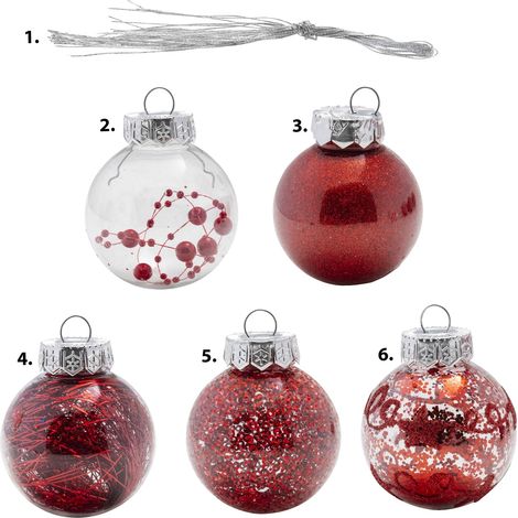 Boules de Noël brillantes 6 cm 25 pcs rouge (1/3)