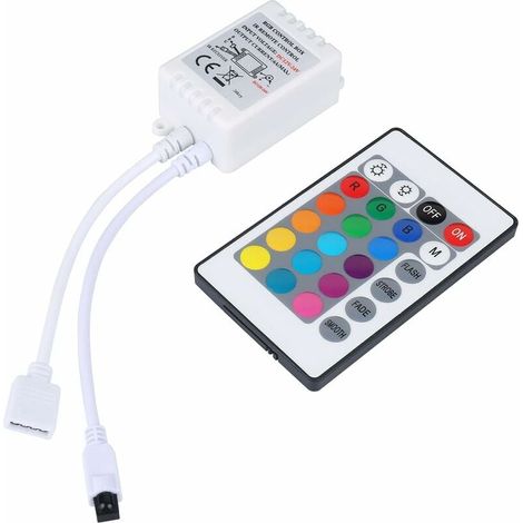 24-Tasten-IR-Fernbedienung und weißer IR-Controller für RGB-LED-Streifen 3528 SMD-Lichtleiste (1/4)