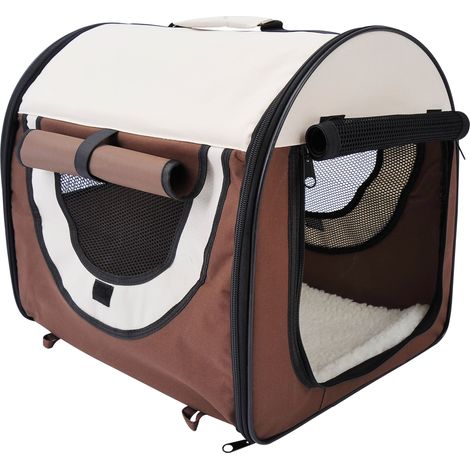 easycomfort trasportino gabbia da trasporto per cani gatti e animali domestici pieghevole 61x46x51cm caffè (1/5)