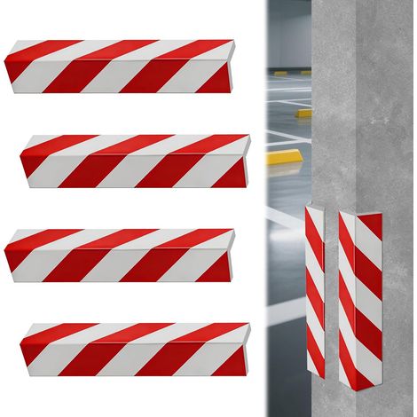 protections murales de garage, 40 x 10 x 1,5 cm, réfléchissantes, autocollantes, protection des bords, accessoires de garage pour parkings, garages, entrepôts, abris de voiture (rouge (1/5)