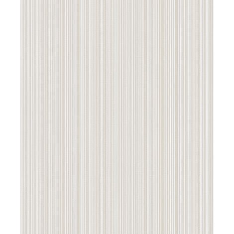 Papier peint rayures fines tissées beige ivoire