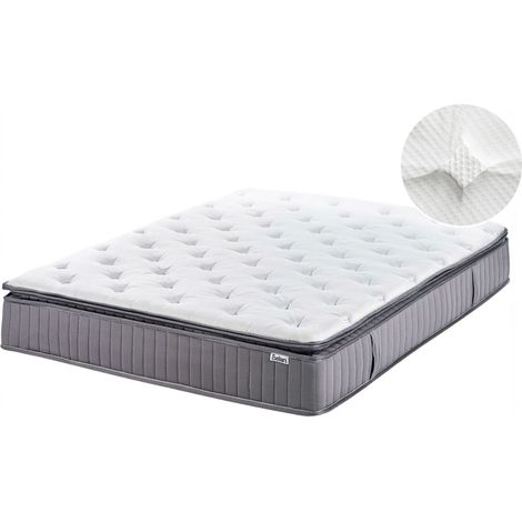 Beliani Gel Memory Foam Pocket Spring Mattress White Springs Fabric, H3/4 Firm Firmness, Filling Memory Foam, Does Not Require Assembly, Holds up to 260 kg, 120 x 200 x 25 cm COOL HYBRID 7 PRO