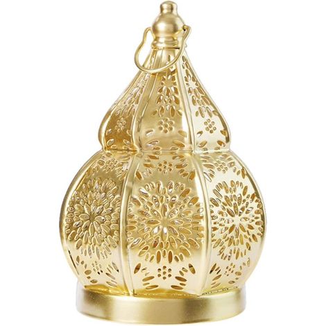 Lanternes, lanternes marocaines, lanternes orientales, lanternes d'extérieur, photophores pour salon, photophores, 18 × 12 cm, métal, doré (1/3)