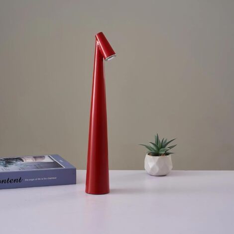 Set mit 1 kabelloser Tischlampe, rot, wiederaufladbar, berührungsempfindlich und wasserdicht, ideal zum Lesen, für Schlafzimmer, Wohnzimmer oder Nachttisch, 33 cm (1/5)