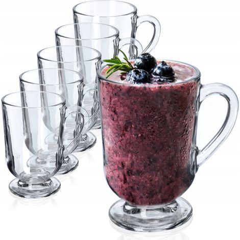 KADAX Verres à Café de 300 ml avec Poignées et Pieds, Tasses Transparentes Idéales pour Irish Coffee, Latte Macchiato, Cappuccino ou Thé (Lot de 6) (1/2)