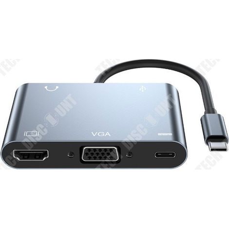 TD HDMI-zu-VGA-Adapter, USB-C-zu-4K-HDMI-VGA-Hub, 5-in-1-USB-Typ-C-3.0-OTG-kompatibel für Tablets, Laptops und Mobilgeräte (1/4)
