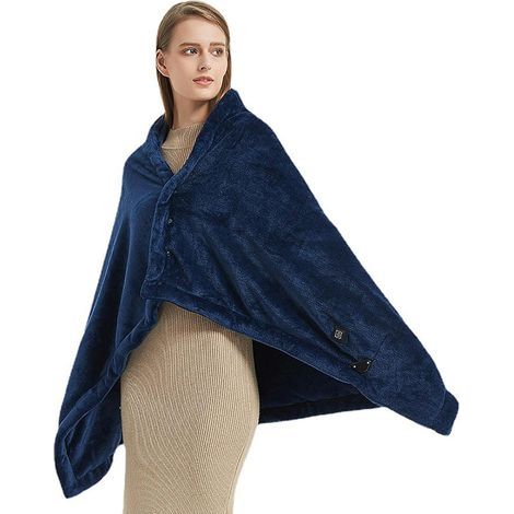 Coperta riscaldata alimentata tramite USB, coperta riscaldata elettrica senza fili, riscaldamento a 8 zone, coperta riscaldata USB, coperta elettrica, mantello termico in pile di corallo, 55