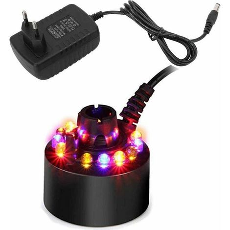 Nebelmaschine mit 12 LEDs, Farbwechsel, Luftbefeuchter für Springbrunnen, Teich, Hollywood-Nebelmaschine mit Ein-/Ausschalter, Mini-Größe, große Nebelkapazität (1/4)