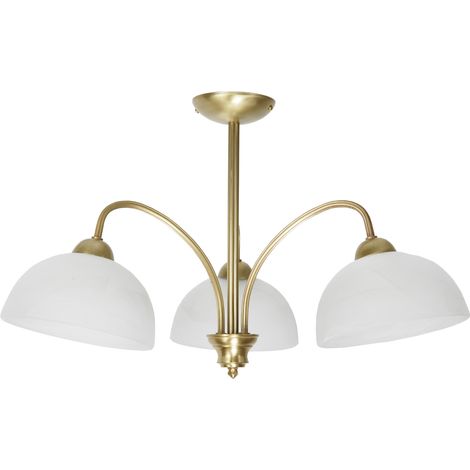 Plafonnier traditionnel à patine avec abat-jour blancs, Limba 1-732
