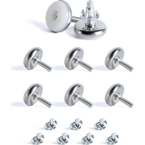 8 pcs M6 X 28MM Pied Réglable à Base Ronde, Pieds de Nivellement, Pied Vérin Meuble à Visser, Vis de Réglage pour Pied Mise à Niveau, avec 8 Écrou à Griffes, pour Pieds de Lit Bureau Armoire (1/5)