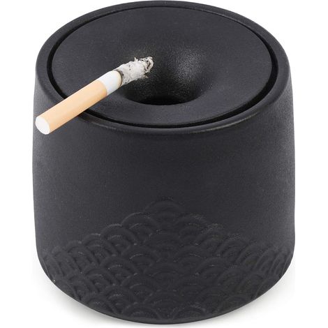 Cendrier d'extérieur mignon pour cigarettes, cendrier avec couvercle FriyGardcn en céramique, cendrier décoratif portable, cendrier coupe-vent pour la maison, la terrasse, le bureau, l'intérieur et le (1/5)