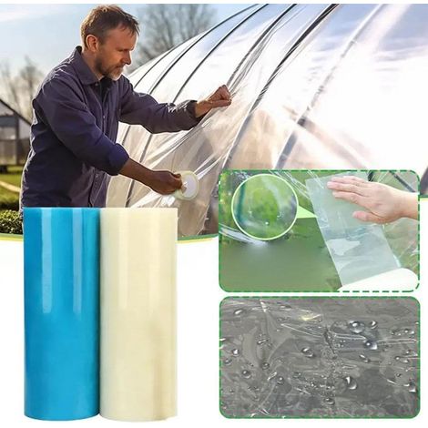 Ruban adhésif en bâche plastique (10 cm x 20 m) compatible avec les serres, ruban de réparation compatible avec les serres, imperméable et résistant aux UV, ruban en polyéthylène haute densité résista (1/5)