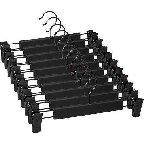 Lot de 10 Cintres Noir pour Pantalon, Cintres Porte Jupes, avec 2 Pinces antidérapants et réglables, pour Pantalons Suspendus, Chaussettes, Jupes (1/5)