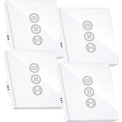Smart Roller Shutter Switch, Wifi Roller Shutter Switch, Compatible with Alexa/Google Home, Smart Touch Switch Backlight Can Turn Off Led Timer App Control, 4PCS