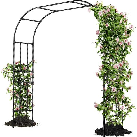 Garden Arch for Climbing Plants, 180 x 240 x 40 cm, Metal Arch for Roses, Decorative Outdoor Gazebo, Rust and Fade Resistant (1/5)