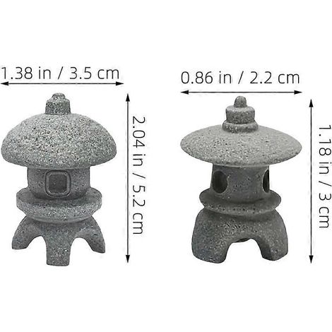 Figurine miniature japonaise pour entrée de maison, en pierre gris foncé, idéale pour la décoration de bonsaï (lot de 2). (1/4)