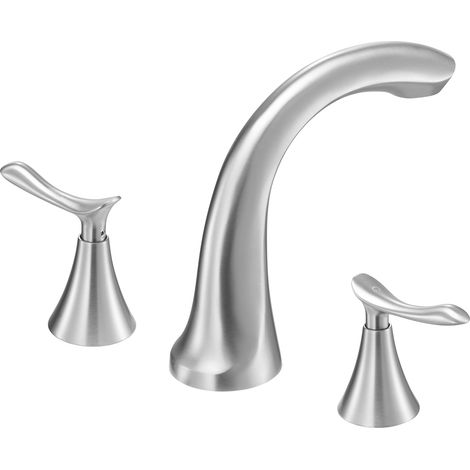 Mophorn Römische Badewannenarmatur mit 3-Loch-Design und 2 Griffen, Wannenarmaturen-Set aus gebürstetem Edelstahl mit hohem Bogenauslauf für die Deckmontage und präzise Temperatursteuerung (1/5)