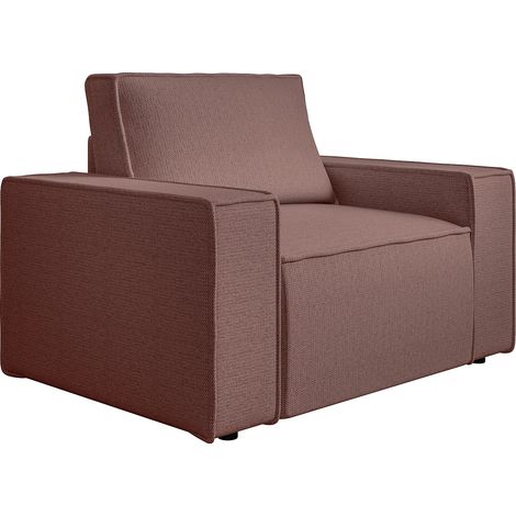Fauteuil en tissu texturé terracotta AMELIA (1/4)