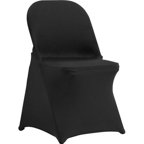 Housses de chaises pliantes extensibles en spandex noires, lavables et amovibles pour mariages, fêtes et banquets (30 pièces) (1/5)
