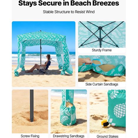 Tonnelle de Plage 1 - 83x1 - 83 m Abri de Plage avec Parois (1/5)