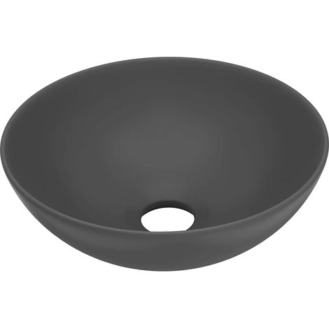vidaXL Lavabo de cuarto de baño redondo cerámica gris oscuro (1/2)