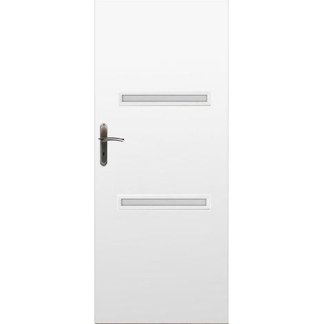 Porte d'intérieur vitrée MESSI blanc en plusieurs dimensions - Poussant: Droit - Largeur porte: 80 cm