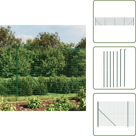 Recinzione per animali - vidaXL Recinzione Metallica con Flangia Verde 2,2x10 m - Acciaio zincato