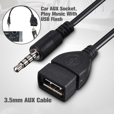 Adaptateur Audio AUX 3.5mm - TEMPSA - USB 2.0 A Femelle - 20 cm - Lecture MP3 - Connecteur Stéréo (1/4)