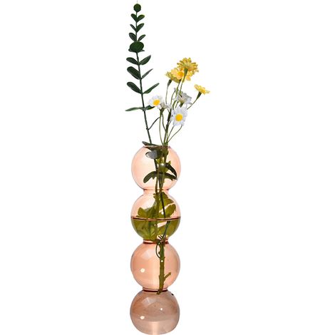 Vase en verre, vase en verre transparent pour bain d'oiseaux, forme originale, pour la décoration de la table de bureau à la maison. (1/5)