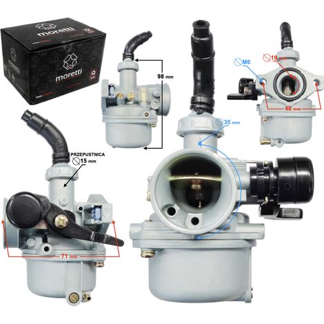 Moretti-Vergaser, 50 ccm 4T, p.15 mm, Hebel-Choke