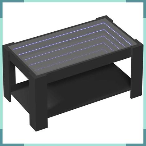 Table basse - 847554 - Noir - Bois d'ingénierie et verre - LED - 93 x 53 x 45 cm (1/5)
