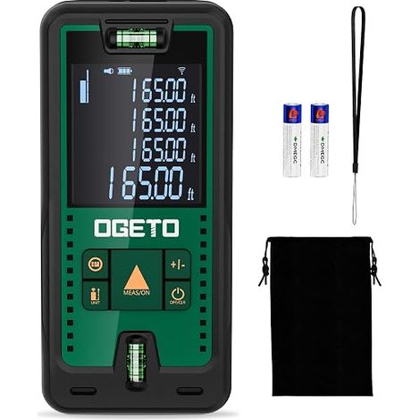 Metre Laser, Télémètre Laser Numerique, 99 Stockage, Mesure Longueur/Zone/Volume/Théorème de Pythagore pour Rénovation Intérieure/Chantier de Construction (1/5)