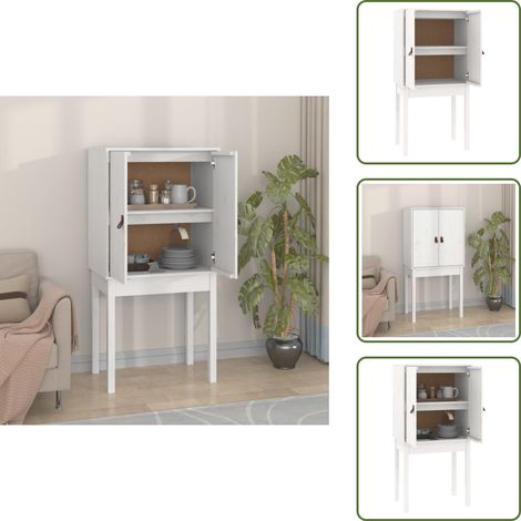 Buffet haut Blanc 60x40x120 cm Bois massif de pin - Buffet - Meuble De Rangement - Armoire - Commode - Bois Massif (1/5)